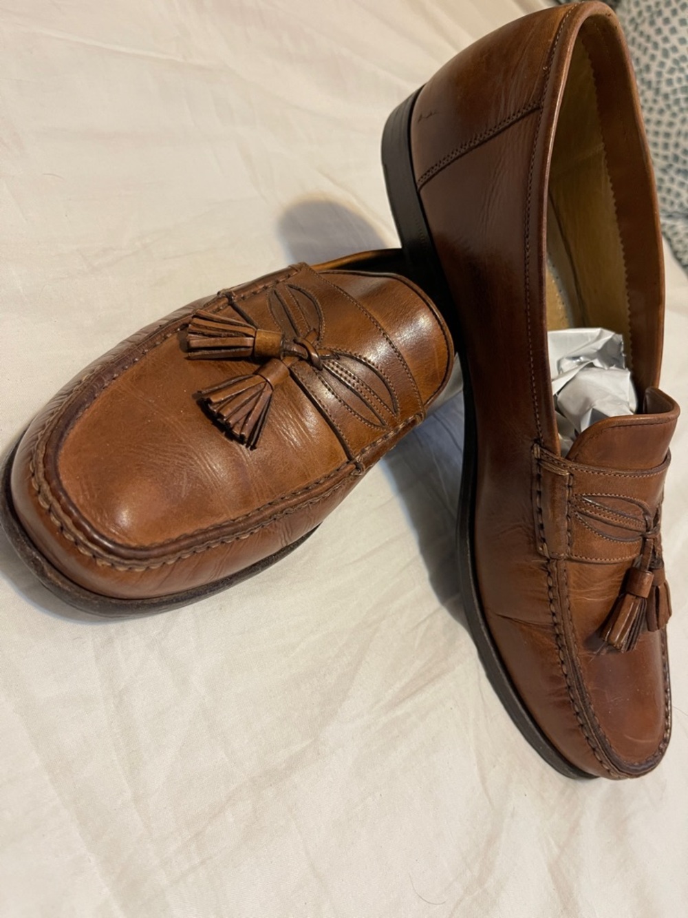 Santoni Brown Leather Loafers with Tassels - Picture 9 of 12